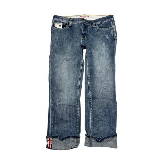 Pepe Jeans VTG Y2K Low Rise Cuffed Capri Jeans Bling Rhinestones Womens 30 - Picture 2 of 7